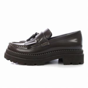 UNITED ARROWS ローファー モカシン スリッポン 靴 タッセル エナメル 厚底 37 23.5?24.0cm 茶 ブラウン
