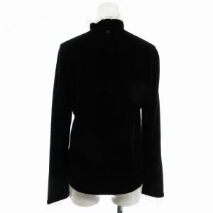 agnes b. ニット セーター  ハイネック フリル バイカラー シルク カシミヤ 長袖 黒 ブラック 白 ホワイト