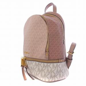 MICHAEL KORS RHEA ZIP MKシグネチャー リュックサック デイバッグ ロゴ総柄 ピンク 白 ホワイト 30S0GEZB2V