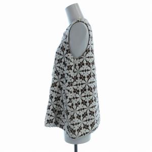 J&M DAVIDSON シャツ ブラウス ノースリーブ カットワークレース 茶 ブラウン 白 ホワイト