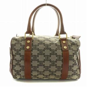 CELINE オールドセリーヌ トリオンフ ボストンバッグ ハンド キャンバス レザー 総柄 茶 ブラウン /NW35