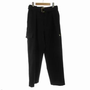 STUDIOUS別注 CARGO PANTS カーゴパンツ ストレート ベルト付き 1 S 黒 ブラック