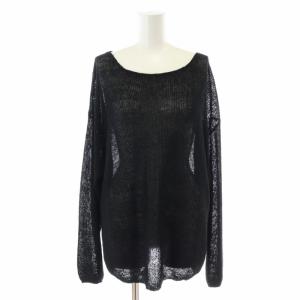 SLOBE IENA 23SS リネン混ボートネックニット カットソー シアー シースルー 麻 長袖 F 黒 ブラック 23080912304110