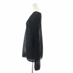 SLOBE IENA 23SS リネン混ボートネックニット カットソー シアー シースルー 麻 長袖 F 黒 ブラック 23080912304110