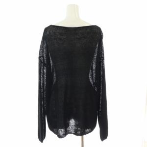 SLOBE IENA 23SS リネン混ボートネックニット カットソー シアー シースルー 麻 長袖 F 黒 ブラック 23080912304110