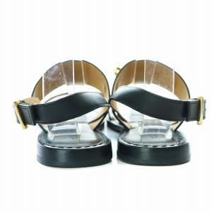 GRACE CONTINENTAL CORSO ROMA 9 チェーンサンダル ストラップ フラット レザー 38 24cm 黒 ブラック