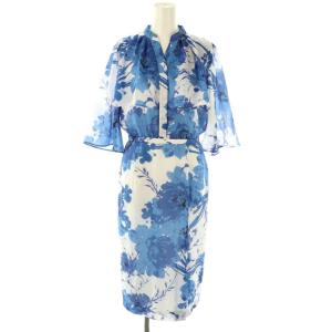 半袖ワンピース ロング 38 青 白 /NR