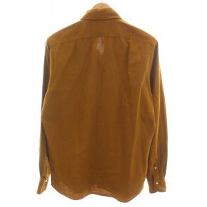 Finamore カッタウェイ シャツ コットン 長袖 15 3/4 L 茶 ブラウン