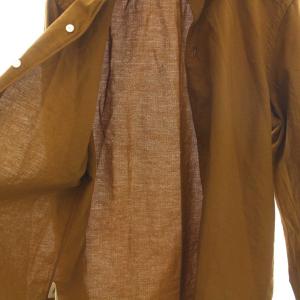 Finamore カッタウェイ シャツ コットン 長袖 15 3/4 L 茶 ブラウン