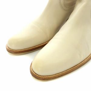 SARTORE ショートブーツ レザー メッシュ ローヒール チャンキーヒール 39 24.0cm~24.5cm アイボリー