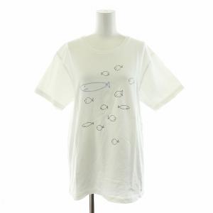 drawn by paul Tシャツ カットソー 半袖 プリント 魚モチーフ 刺繍 白 ホワイト /NQ