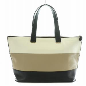 GIORGIO ARMANI トートバッグ レザー 白 ホワイト ベージュ 黒 ブラック /NW30 D