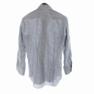 TOMORROWLAND PILGRIM コットンリネン ループボタンダウンシャツ ギンガムチェック 長袖 XS 紺 ネイビー 白 ホワイト 61-01-31-01113