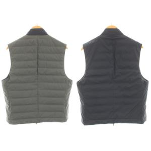 BRUNELLO CUCINELLI ダウンベスト リバーシブル ジップアップ ナイロン M  ネイビー チャコールグレー