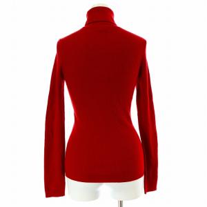 BURBERRY BLUE LABEL ニット 長袖 タートルネック ロゴ 刺繍 ウール 38 M 赤 レッド