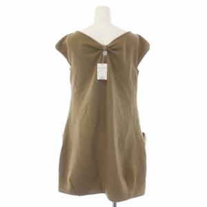 BURBERRY BLUE LABEL チュニック 半袖 ロゴ刺繍 ウール 36 S 茶 ブラウン E1J10-428-40