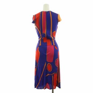 ISSA LONDON ワンピース マキシ ロング 総柄 Iライン フレンチスリーブ Vネック UK6 XS マルチカラー