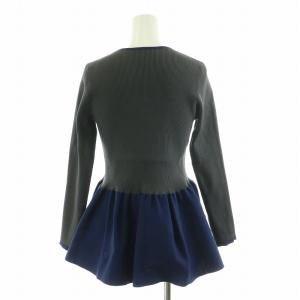 UNITED ARROWS P ペプラム ニット カットソー 長袖 F グレー 紺 ネイビー 15131044635