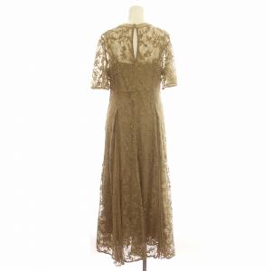 SNIDEL シースルー ワンピース 総レース 半袖 ロング 1 S 茶 ベージュ /G