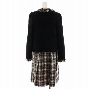 TO BE CHIC ネイビー ビーズ装飾 ノーカラージャケット サイズII