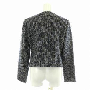 EPOCA セットアップ 上下 ノーカラージャケット ジップアップ ツイード タイトワンピース ひざ丈 ノースリーブ プリーツ ベルト