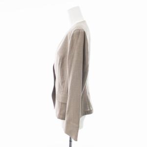 EPOCA ノーカラージャケット 背抜き ノーベント ショート丈  薄手 46 L グレージュ /MM