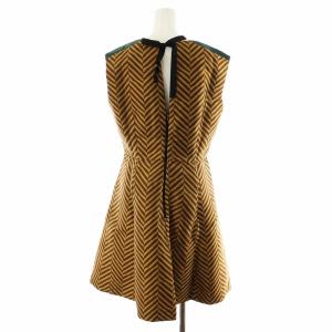 MAX&CO. PANFILO ワンピース ひざ丈 ノースリーブ Aライン ストライプ柄 総柄 46 L 茶 ブラウン