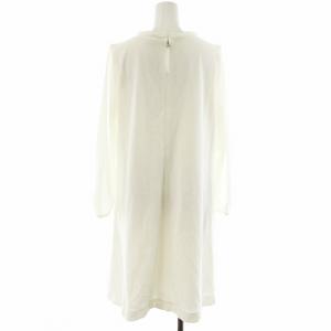 TO BE CHIC ワンピース ひざ丈 長袖 花柄 刺繍 大きいサイズ 44 XL 白 ホワイト