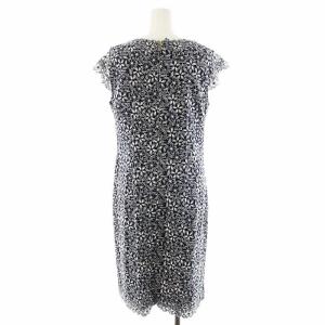 ワンピース ひざ丈 フレンチスリーブ 総レース 刺繍 花柄 V