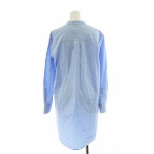 Theory シャツ ブラウス 長袖 バンドカラー チュニック サイドスリット S 水色 ライトブルー /NQ