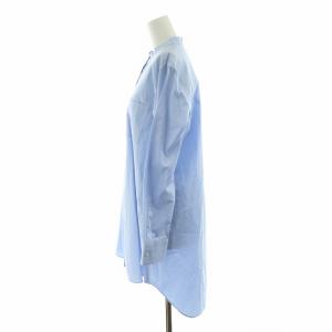 Theory シャツ ブラウス 長袖 バンドカラー チュニック サイドスリット S 水色 ライトブルー /NQ