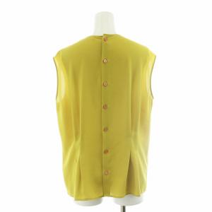 PS Paul Smith シャツ ブラウス ノースリーブ バックボタン プリーツ ノーカラー 40 L 黄 イエロー /NQ