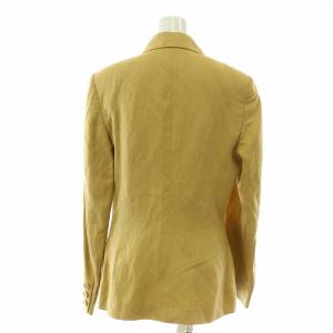 GUCCI テーラードジャケット シングル 総裏地 金ボタン 絹 シルク 麻 リネン混 42 L 黄色 イエロー
