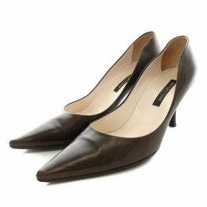 パンプス レザー ポインテッドトゥ ハイヒール 37 24.0cm 茶 ブラウン /NW31