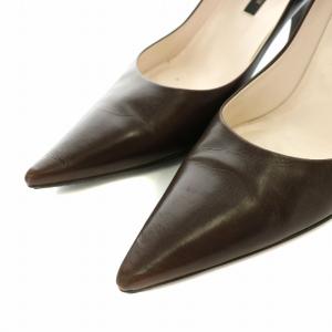 Sergio Rossi パンプス レザー ポインテッドトゥ ハイヒール 37 24.0cm 茶 ブラウン /NW31