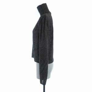 Salvatore Ferragamo ニット セーター タートルネック ショート丈 メッシュ メタリック 長袖 S グレージュ