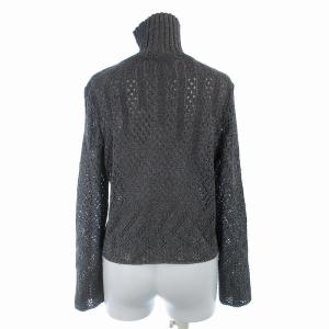 Salvatore Ferragamo ニット セーター タートルネック ショート丈 メッシュ メタリック 長袖 S グレージュ