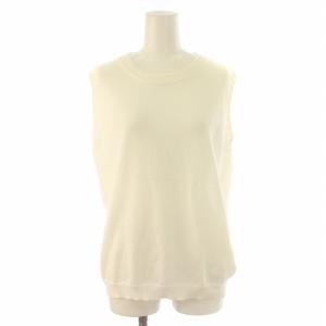 22SS PE天竺ノースリーブプルオーバー ニット カットソー 麻 リネン混 クルーネック F 白 ホワイト