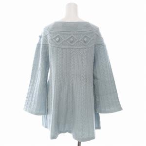 TO BE CHIC ニット セーター 長袖 ポンポン ケーブル 青 ブルー