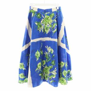 martinique 24SS パネルプリントフレアスカート ミモレ ロング 2 M 青 ブルー 緑 グリーン A0343FS