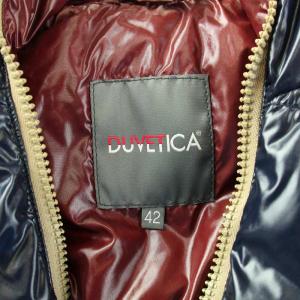 DUVETICA FEBE ダウンベスト ジャケット アウター ジップアップ フード ショート丈 42 L 紺 ネイビー