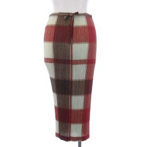 イッセイミヤケ スカート 4 ホワイト レッド