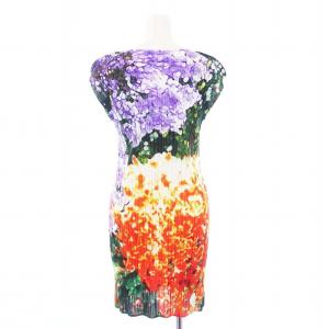PLEATS PLEASE ISSEY MIYAKE イッセイミヤケ ワンピース 紫陽花柄 プリント 4 パープル
