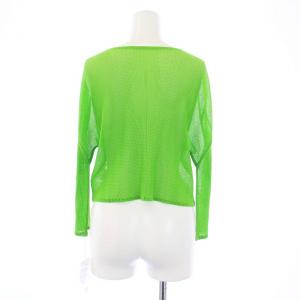 PLEATS PLEASE ISSEY MIYAKE イッセイミヤケ カーディガン 長袖 ショート丈 メッシュ シアー タグ付き 3 L 黄緑 イエローグリーン