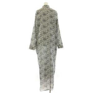 MADISONBLUE シャツワンピース マキシ ロング 長袖 レギュラーカラー 花柄 総柄 S 白 ホワイト 黒 ブラック