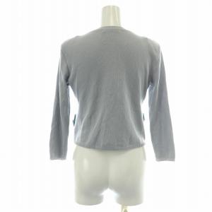 René basic ニットカーディガン 七分袖 クルーネック リボン 34 S 水色 /NW8