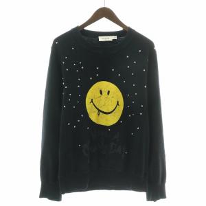スウェット トレーナー 長袖 クルーネック ダメージ加工 スマイリー ロゴプリント スタッズ 星 スター ジップアップ リブ