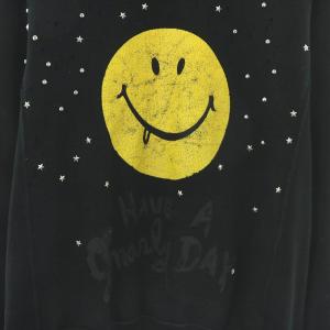 COACH スウェット トレーナー 長袖 クルーネック ダメージ加工 スマイリー ロゴプリント スタッズ 星 スター ジップアップ リブ