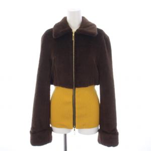 ニット ジャケット ジップアップ 36 S 茶 ブラウン 黄 イエロー WAG-FC59-2003 /BM