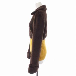 AKANE UTSUNOMIYA ニット ジャケット ジップアップ 36 S 茶 ブラウン 黄 イエロー WAG-FC59-2003 /BM